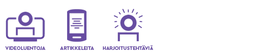 Videoluentoja, artikkeleita ja harjoitustehtäviä.